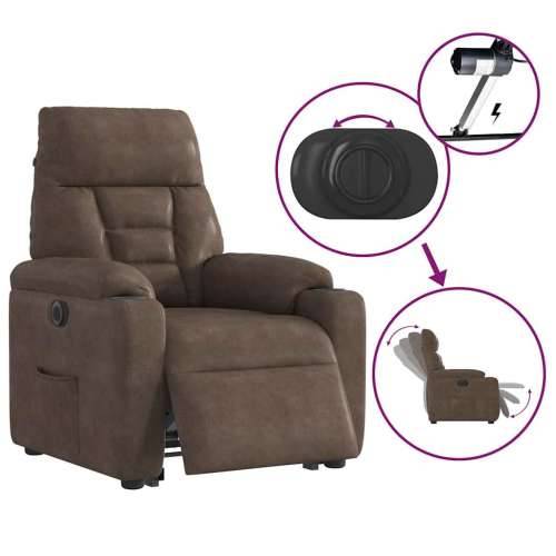 Električni naslonjač na podizanje smeđi od mikrovlakana - Smeđa 1 electric reclining function Ne Cijena