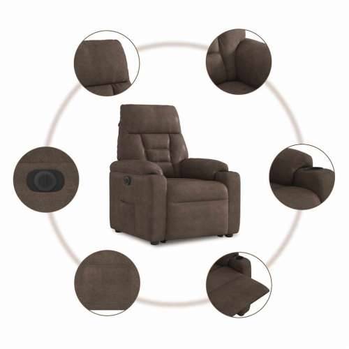 Električni naslonjač na podizanje smeđi od mikrovlakana - Smeđa 1 electric reclining function Ne Cijena