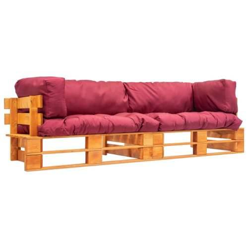 2-dijelni vrtni set sofa od paleta s crvenim jastucima borovina Cijena