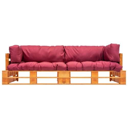 2-dijelni vrtni set sofa od paleta s crvenim jastucima borovina Cijena