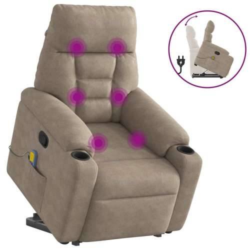 Masažni naslonjač - Masažna fotelja na podizanje smeđesivi od mikrovlakana - Sivo-smeđa 1 manual reclining function Da Cijena
