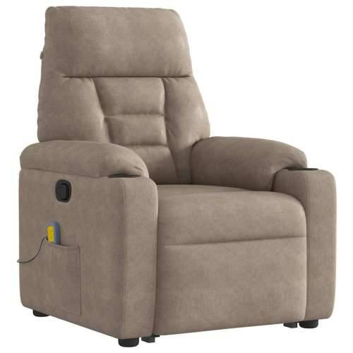 Masažni naslonjač - Masažna fotelja na podizanje smeđesivi od mikrovlakana - Sivo-smeđa 1 manual reclining function Da Cijena