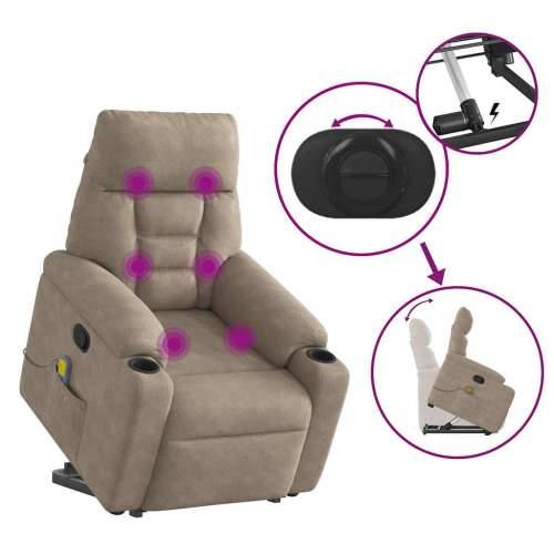 Masažni naslonjač - Masažna fotelja na podizanje smeđesivi od mikrovlakana - Sivo-smeđa 1 manual reclining function Da Cijena