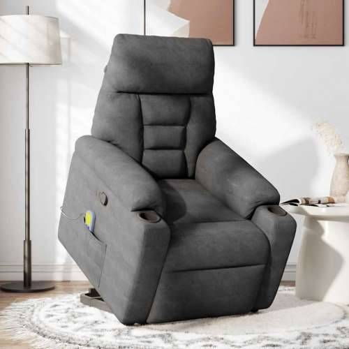 Masažni naslonjač - Masažna fotelja na podizanje tamnosivi od mikrovlakana - Tamno siva 1 manual reclining function Da Cijena