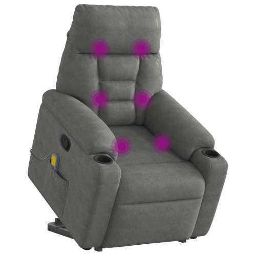 Masažni naslonjač - Masažna fotelja na podizanje tamnosivi od mikrovlakana - Tamno siva 1 manual reclining function Da Cijena