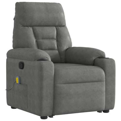 Masažni naslonjač - Masažna fotelja na podizanje tamnosivi od mikrovlakana - Tamno siva 1 manual reclining function Da Cijena
