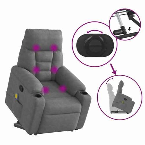 Masažni naslonjač - Masažna fotelja na podizanje tamnosivi od mikrovlakana - Tamno siva 1 manual reclining function Da Cijena
