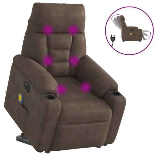Električni Masažni naslonjač - Masažna fotelja na podizanje smeđi od mikrovlakana - Smeđa 1 electric reclining function Da Cijena