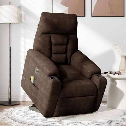 Električni Masažni naslonjač - Masažna fotelja na podizanje smeđi od mikrovlakana - Smeđa 1 electric reclining function Da Cijena