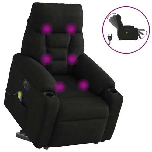 Električni Masažni naslonjač - Masažna fotelja na podizanje crni od mikrovlakana - Crna 1 electric reclining function Da Cijena