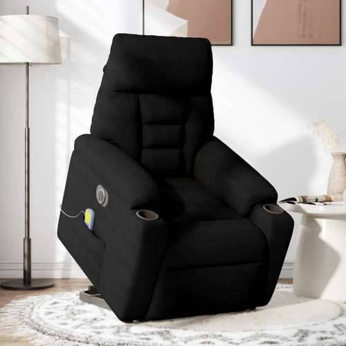 Električni Masažni naslonjač - Masažna fotelja na podizanje crni od mikrovlakana - Crna 1 electric reclining function Da Cijena
