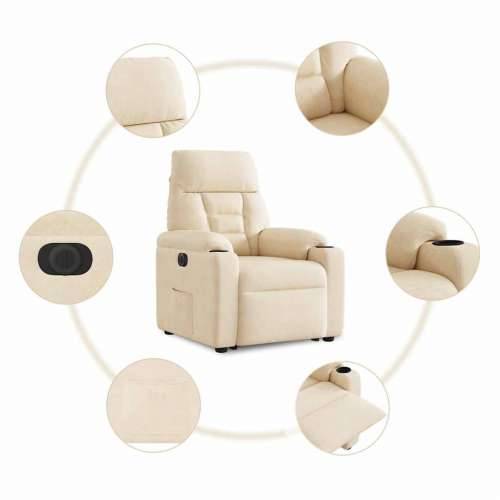 Električni naslonjač na podizanje bež od mikrovlakana - Bež 1 electric reclining function Ne Cijena