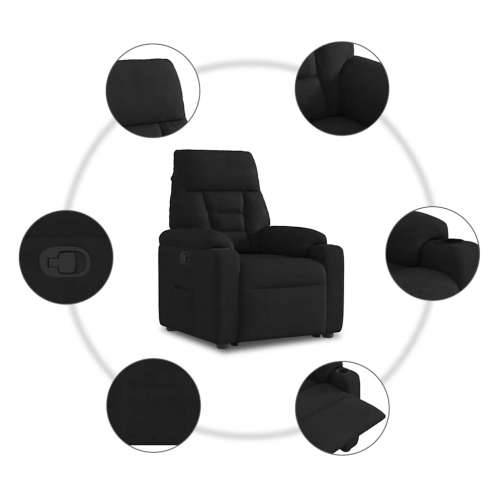 Naslonjač na podizanje crni od mikrovlakana - Crna 1 manual reclining function Ne Cijena