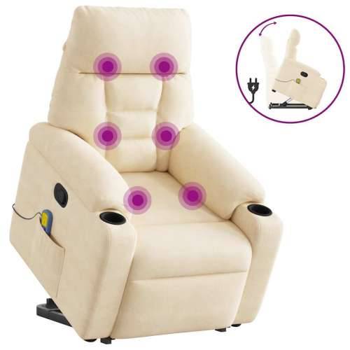 Masažni naslonjač - Masažna fotelja na podizanje bež od mikrovlakana - Bež 1 manual reclining function Da Cijena