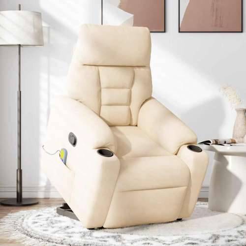 Masažni naslonjač - Masažna fotelja na podizanje bež od mikrovlakana - Bež 1 manual reclining function Da Cijena