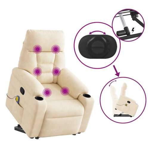 Masažni naslonjač - Masažna fotelja na podizanje bež od mikrovlakana - Bež 1 manual reclining function Da Cijena