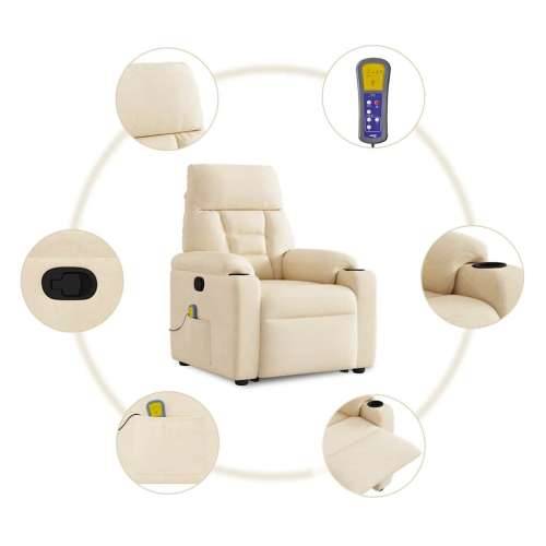 Masažni naslonjač - Masažna fotelja na podizanje bež od mikrovlakana - Bež 1 manual reclining function Da Cijena