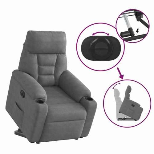 Električni naslonjač na podizanje tamnosivi mikrovlakna - Tamno siva 1 electric reclining function Ne Cijena