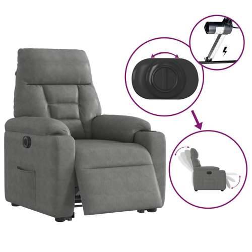 Električni naslonjač na podizanje tamnosivi mikrovlakna - Tamno siva 1 electric reclining function Ne Cijena
