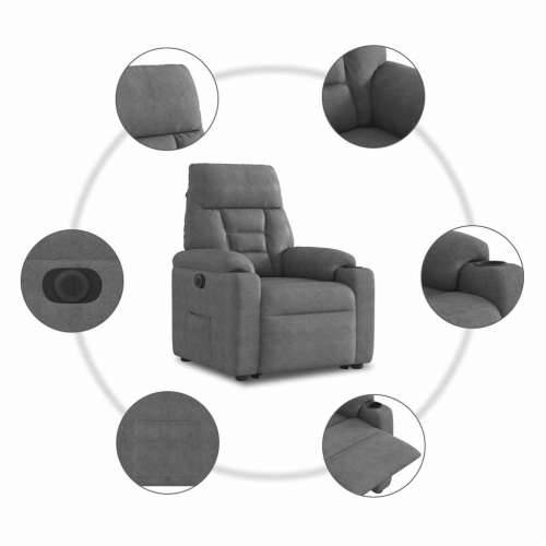 Električni naslonjač na podizanje tamnosivi mikrovlakna - Tamno siva 1 electric reclining function Ne Cijena