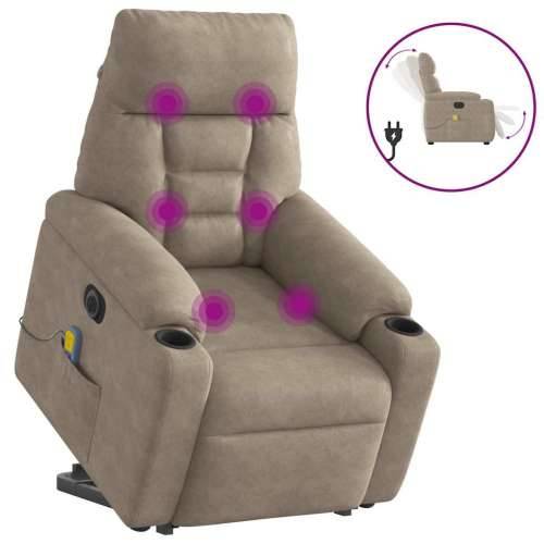 Električni Masažni naslonjač - Masažna fotelja na podizanje smeđesivi mikrovlakna - Sivo-smeđa 1 electric reclining function Da Cijena