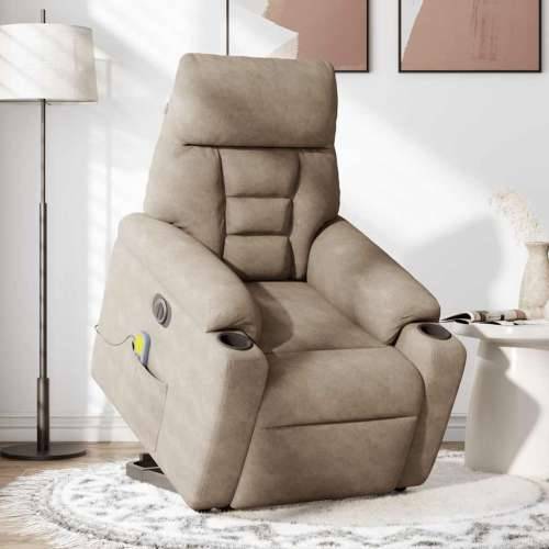 Električni Masažni naslonjač - Masažna fotelja na podizanje smeđesivi mikrovlakna - Sivo-smeđa 1 electric reclining function Da Cijena