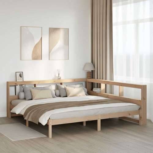 Krevet s regalom za knjige bez madraca 200 x 200 cm od borovine - Prirodna 200 x 200 cm Cijena