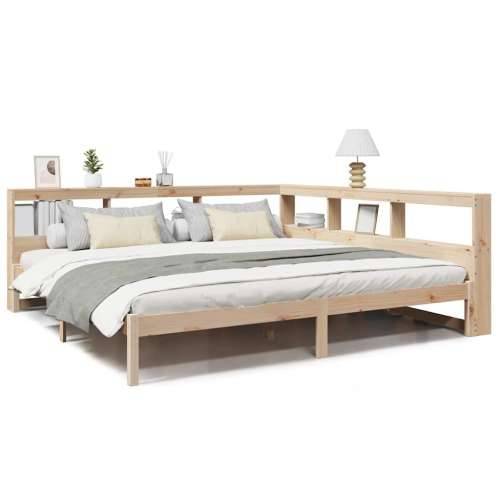 Krevet s regalom za knjige bez madraca 200 x 200 cm od borovine - Prirodna 200 x 200 cm Cijena