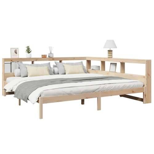 Krevet s regalom za knjige bez madraca 200 x 200 cm od borovine - Prirodna 200 x 200 cm Cijena