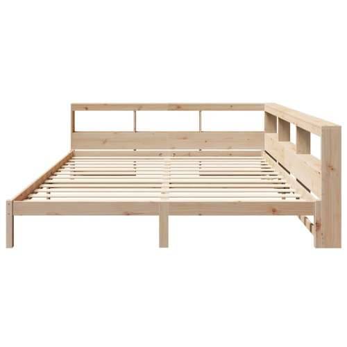 Krevet s regalom za knjige bez madraca 200 x 200 cm od borovine - Prirodna 200 x 200 cm Cijena