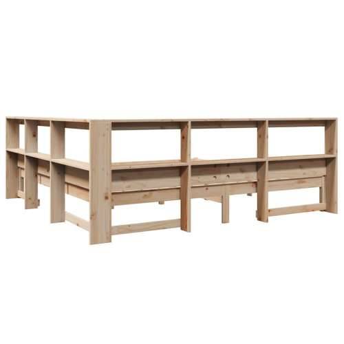 Krevet s regalom za knjige bez madraca 200 x 200 cm od borovine - Prirodna 200 x 200 cm Cijena