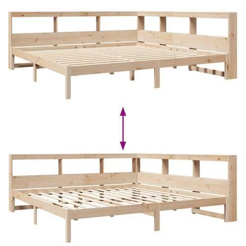 Krevet s regalom za knjige bez madraca 200 x 200 cm od borovine - Prirodna 200 x 200 cm Cijena