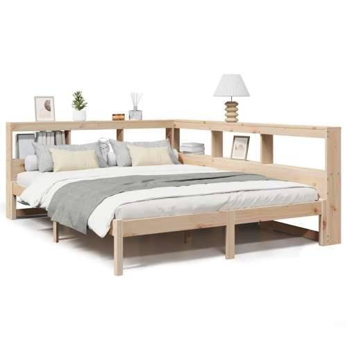 Krevet s regalom za knjige bez madraca 160x200 cm od borovine - Prirodna 160 x 200 cm Cijena