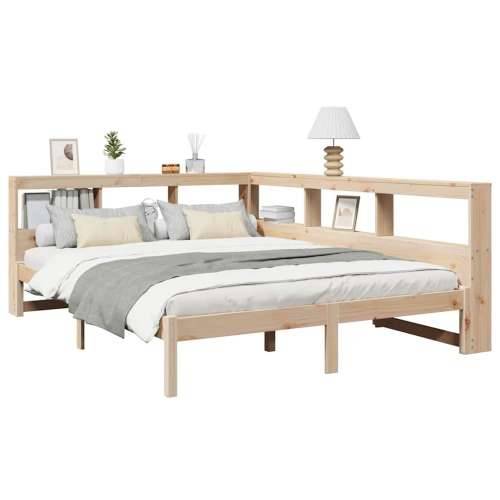 Krevet s regalom za knjige bez madraca 160x200 cm od borovine - Prirodna 160 x 200 cm Cijena