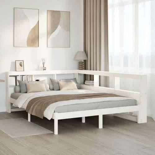Krevet s regalom z knjige bez madraca bijeli 140x200cm borovina - Bijela 140 x 200 cm Cijena