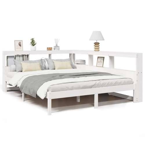 Krevet s regalom z knjige bez madraca bijeli 140x200cm borovina - Bijela 140 x 200 cm Cijena