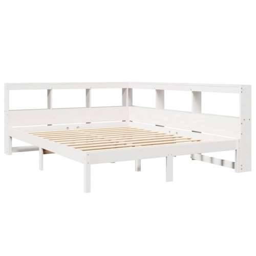 Krevet s regalom z knjige bez madraca bijeli 140x200cm borovina - Bijela 140 x 200 cm Cijena
