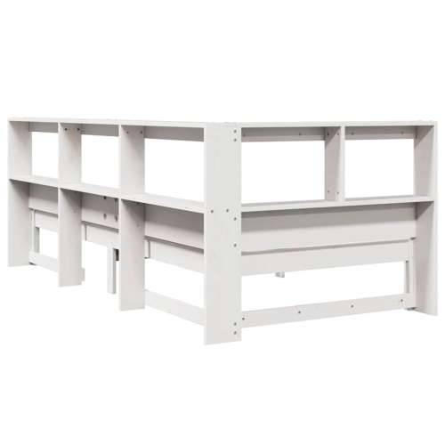 Krevet s regalom z knjige bez madraca bijeli 100x200cm borovina - Bijela 100 x 200 cm Cijena