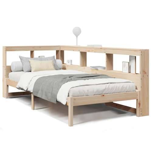 Krevet s regalom za knjige bez madraca 90x200 cm od borovine - Prirodna 90 x 200 cm Cijena