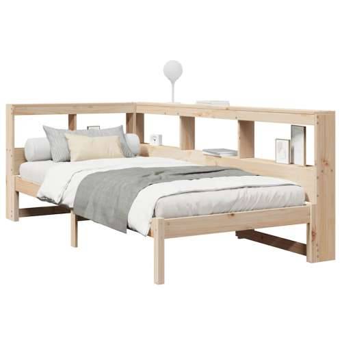 Krevet s regalom za knjige bez madraca 90x200 cm od borovine - Prirodna 90 x 200 cm Cijena