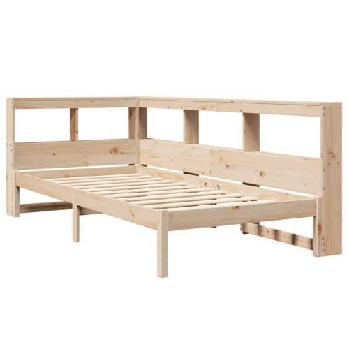 Krevet s regalom za knjige bez madraca 90x200 cm od borovine - Prirodna 90 x 200 cm Cijena