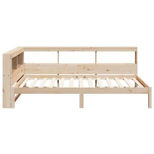 Krevet s regalom za knjige bez madraca 90x200 cm od borovine - Prirodna 90 x 200 cm Cijena