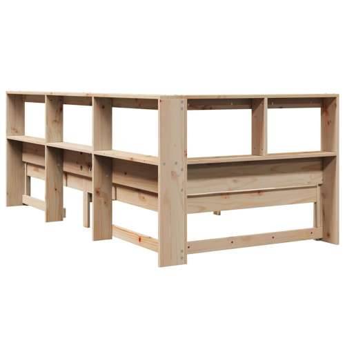 Krevet s regalom za knjige bez madraca 90x200 cm od borovine - Prirodna 90 x 200 cm Cijena