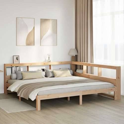Krevet s regalom za knjige bez madraca 200 x 200 cm od borovine - Prirodna 200 x 200 cm Cijena