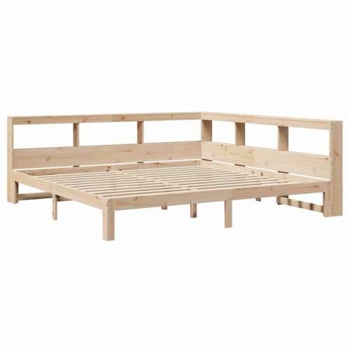 Krevet s regalom za knjige bez madraca 200 x 200 cm od borovine - Prirodna 200 x 200 cm Cijena