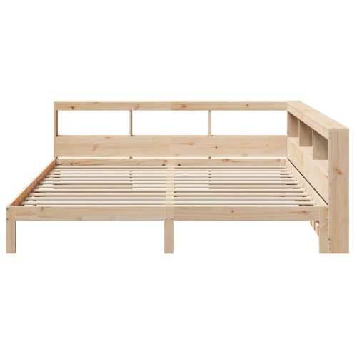 Krevet s regalom za knjige bez madraca 200 x 200 cm od borovine - Prirodna 200 x 200 cm Cijena