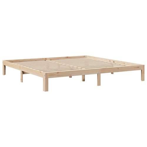 Krevet s regalom za knjige bez madraca 200 x 200 cm od borovine - Prirodna 200 x 200 cm Cijena