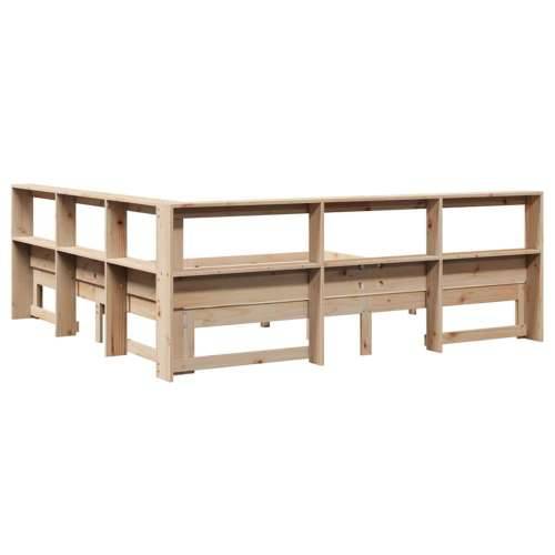 Krevet s regalom za knjige bez madraca 200 x 200 cm od borovine - Prirodna 200 x 200 cm Cijena