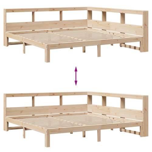Krevet s regalom za knjige bez madraca 200 x 200 cm od borovine - Prirodna 200 x 200 cm Cijena