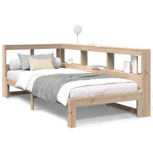 Krevet s regalom za knjige bez madraca 90x200 cm od borovine - Prirodna 90 x 200 cm Cijena